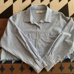 WEGO 青と白のストライプ 長袖シャツ F