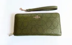 COACH コーチ 長財布 ラウンドファスナー メンズレディース モス 