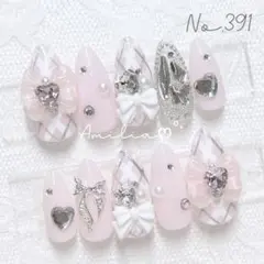 391 ネイルチップ 現品 地雷系 量産型 フレンチガーリー ワンホン ちゅるん