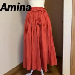 Aminaオレンジ綿100%ロングスカートフラダンスパウスカートアジアン風良品のサムネイル