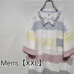 S98【US輸入】Levi's　半袖シャツ【メンズXXL】ボーダー