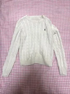ホワイト ケーブルニット 長袖セーター Ralph Lauren