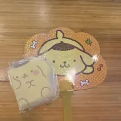 サンリオ　ポムポムプリン 30周年 ノベルティ ぷっくりメモ　うちわ　2点