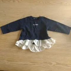 moujonjon ネイビー フリル付き トレーナー