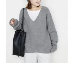 2024AW SLOBE IENA ラメMIXローゲージ畦ニット グレー