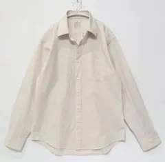 無印良品 ストライプシャツ メンズM ベージュ 長袖