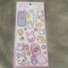 平成はっぴーフォンステッカー　フワフワらびちゃん　ピンク　ふわらび