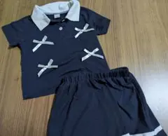 SHEIN ネイビー ポロシャツとショートスカートセット 12-18M