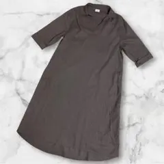 アーバンリサーチドアーズ　リネンコットンスキッパーワンピース　グレー　7分袖　M