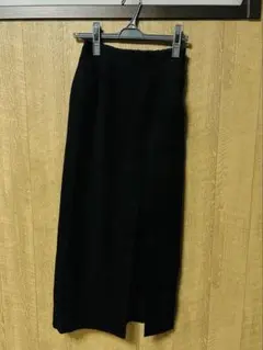 ezick 黒 スエード風 ロングスカート スリット入り
