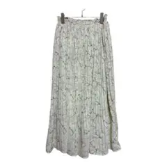 ワンウェイ　ロングプリーツスカート　白　花柄　総柄