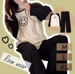 ルームウェア レディース パジャマ 上下セット ニコちゃん 白 L