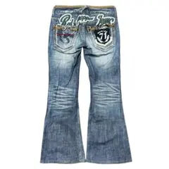 RED PEPPER フレアデニム Y2K 刺繍 ダメージ加工 24 ギャル