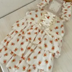 ハンドメイド♡犬服 苺の三段フリルキャミワンピース - メルカリ