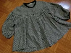 Samansa Mos2 配色ギャザーブラウス