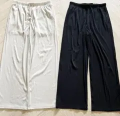 リブパンツ ワイドパンツ