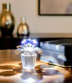 Swarovski 花の置物 紫色 クリスタル