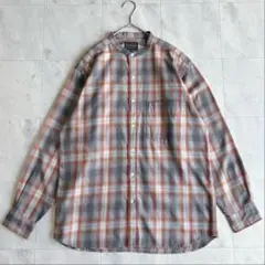 希少 PENDLETON オンブレチェック バンドカラーシャツ 長袖 リネン混のサムネイル