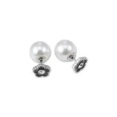 【訳あり】MARY QUANT ラメエポビジューデイジーピアス　ブラック
