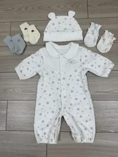 雪の結晶模様のロンパースセット 50〜60cm