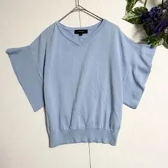 薄手✨ UNTITLED 半袖 ドルマンニット XS 五分袖 Vネック フレアのサムネイル