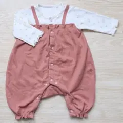 コットン製ピンクサロペットロンパース 70