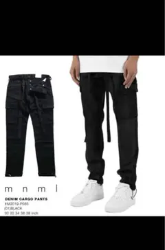 【mnml ブラックデニム　カーゴパンツ　34】