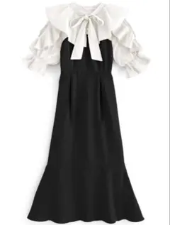 GRL ボウタイフリルオープンショルダーマーメイドワンピース [tu601]
