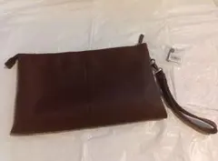 Control ユニセックス ブラウンシンプル合皮クラッチバッグ（リペア品）