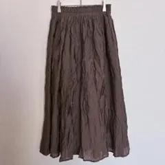 CHARMBERRYTIC【M】ワッシャー加工 ロングスカート 茶 ウエストゴム