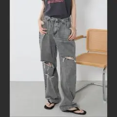 アンティローザ ホリデー ダメージ ハイライズ デニム パンツ M
