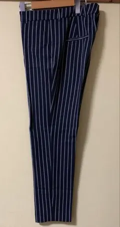 ZARA ネイビーストライプ　ストレート　ボトム　秋冬