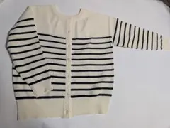 未使用アイボリーとネイビーのストライプカーディガン