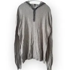 EXPRESS 薄手 ニットパーカー XL グレー ヘンリーネック 綿100%