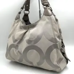 コーチ 665 トートバッグ 肩掛け キャンバス レザー 多収納 グレー