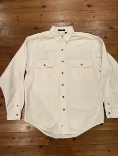 80s 90s USA製 エディーバウアー コットンシャツ 白 M