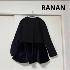 RANAN Sサイズ ブラック　フェイクファー　ノーカラージャケット　秋春のサムネイル