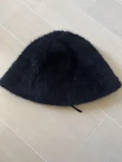 블랙 가짜 모피 버킷 모자