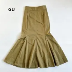 GU ジーユー　ステッチマーメイドロングスカート　カーキ　M