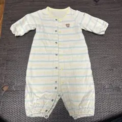 MIKI HOURE ストライプロンパース（クマ刺繍）