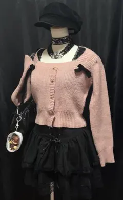 DAZY ピンク 長袖ニット リボン付き