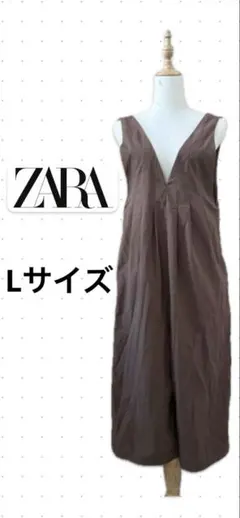 ZARAプリーツ入り Vネック オールインワン ブラウン　茶色 マタニティ