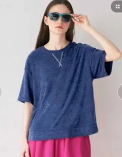 シロップ．◆ふんわりパイルＴシャツ　ネイビー　Lサイズ　フェリシモのサムネイル