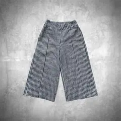 美品 ギンガムチェック ワイドパンツ モノトーン 美シルエット