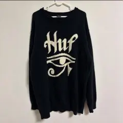 Huf XL 黒 セーター アイコンロゴ入り