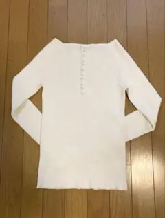 リランドチュール パール付きリブニット ホワイト