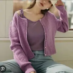 tinajojun 綿スラブニットキャミ2点セット 紫