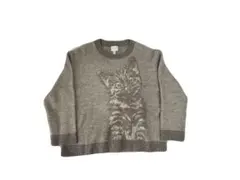 猫柄薄手ブラウンニット H&M