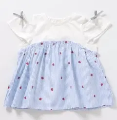 アプレレクール　ハート柄ストライプトップス　Tシャツ　保育園着