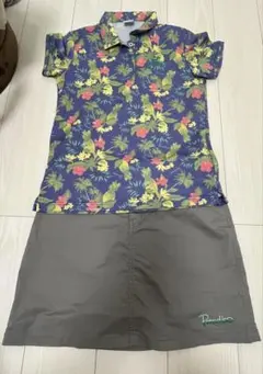ゴルフ　Paradiso フラワーポロシャツMとスカートLのセット